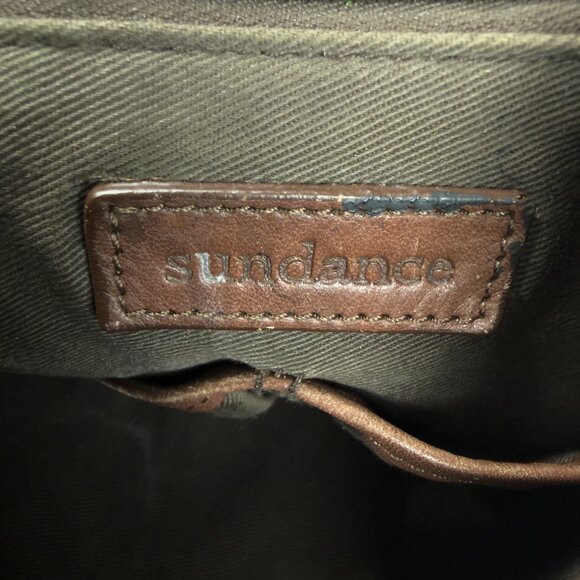 Vintage Sundance Brown Leather Bucket Bag Drawstring Boho Crossbody Backpack - Picture 8 of 10